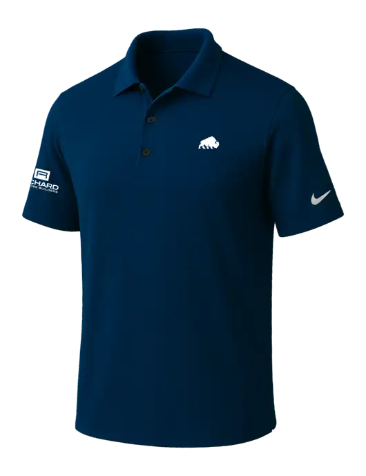 NIKE Navy Dri-Fit Micro Pique Polo w/Richard Group Bison Logo, Richard Group Logo