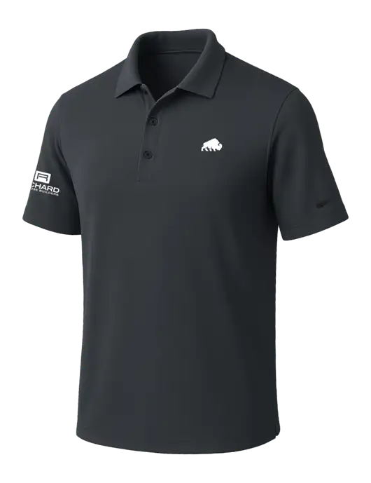 NIKE Dark Grey Dri-Fit Micro Pique Polo w/Richard Group Bison Logo, Richard Group Logo