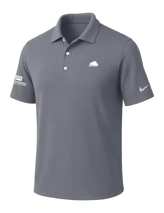 NIKE Medium Grey Dri-Fit Micro Pique Polo w/Richard Group Bison Logo, Richard Group Logo
