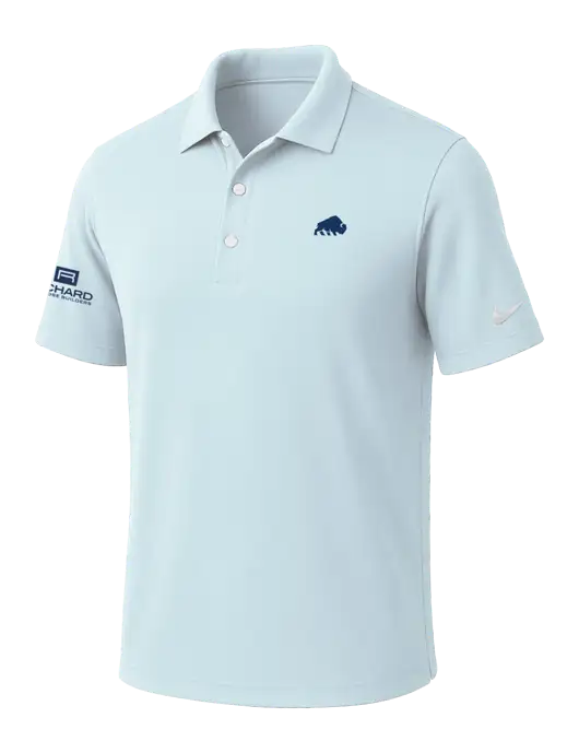 NIKE Very Light Blue Dri-Fit Micro Pique Polo w/Richard Group Bison Logo, Richard Group Logo