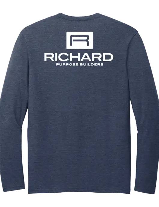 Seriously Soft Heathered Navy Long Sleeve T-Shirt w/Richard Group Logo, Richard Group Bison Logo