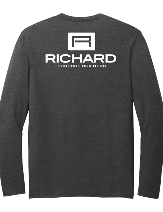 Seriously Soft Heathered Charcoal Long Sleeve T-Shirt w/Richard Group Logo, Richard Group Bison Logo