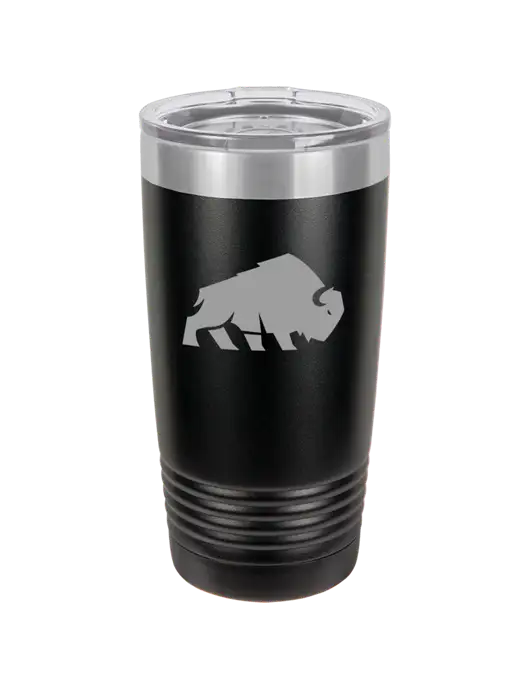 Polar Camel 20 oz Powder Coated Black Vacuum Insulated Tumbler w/Richard Group Bison Logo