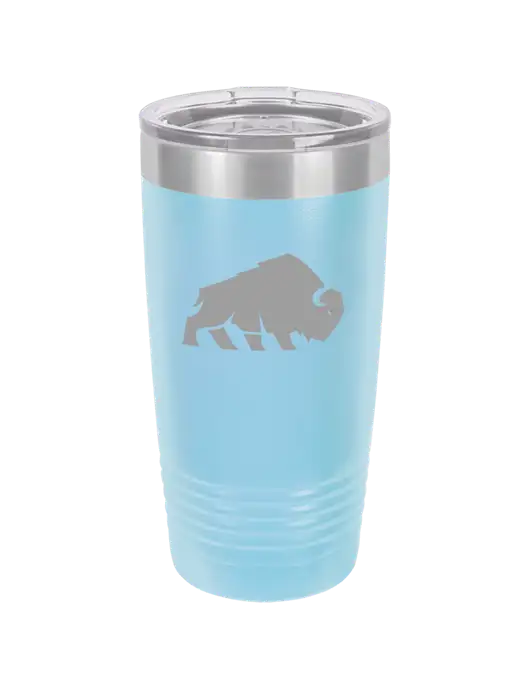 Polar Camel 20 oz Powder Coated Light Blue Vacuum Insulated Tumbler w/Richard Group Bison Logo