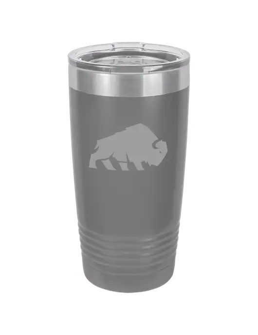 Polar Camel 20 oz Powder Coated Grey Vacuum Insulated Tumbler  w/Richard Group Bison Logo