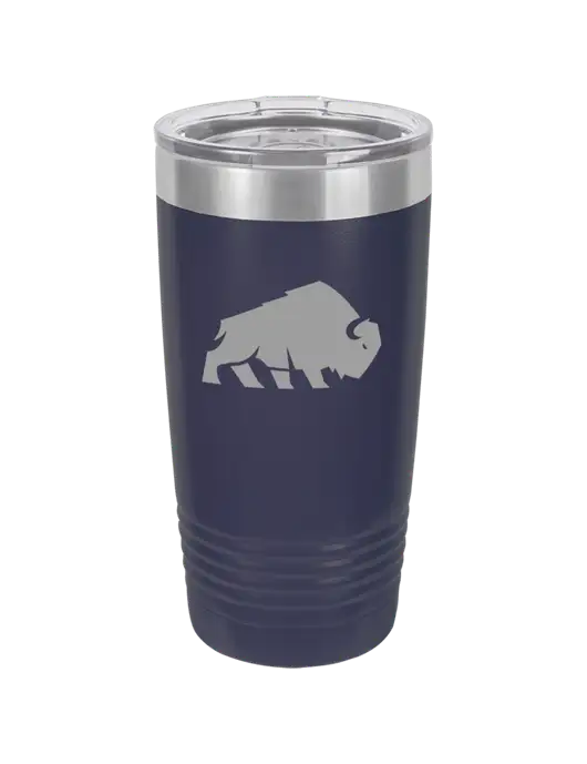 Polar Camel 20 oz Powder Coated Navy Vacuum Insulated Tumbler w/Richard Group Bison Logo