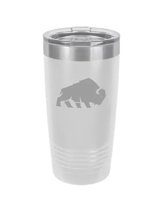 Polar Camel 20 oz Powder Coated White Vacuum Insulated Tumbler  w/Richard Group Bison Logo