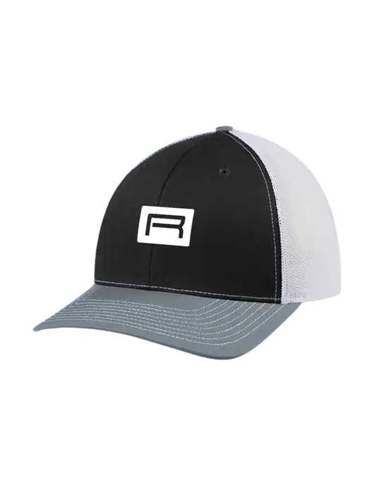 Richardson Adjustable Snapback Original 112 Trucker Cap Black/Light Heather Grey/White Mesh w/Richard Group Icon Logo