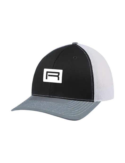 Richardson Adjustable Snapback Original 112 Trucker Cap Black/Light Heather Grey/White Mesh w/Richard Group Icon Logo