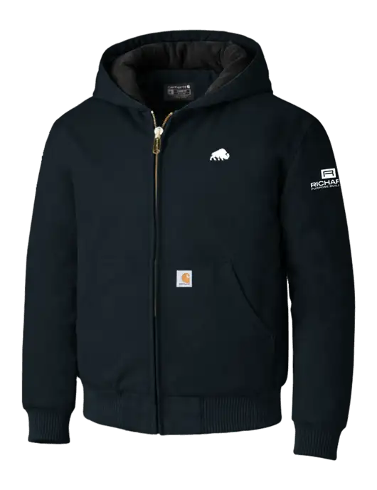 Carhartt Navy Quilted-Flannel-Lined Duck Active Jacket w/Richard Group Bison Logo, Richard Group Logo