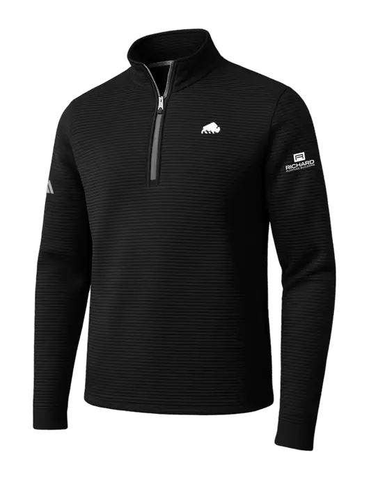Adidas Black Spacer Quarter-Zip Pullover w/Richard Group Bison Logo, Richard Group Logo