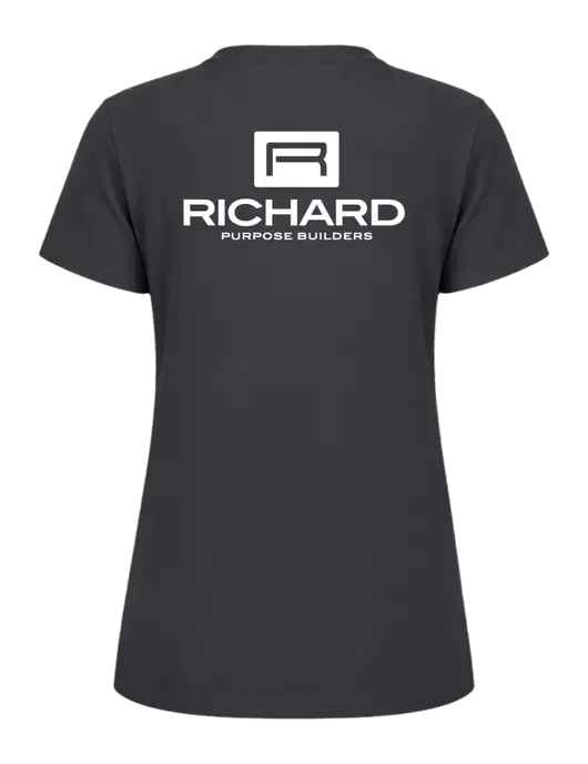 Womens Ring Spun Charcoal 4.5 oz T-Shirt w/Richard Group Logo, Richard Group Bison Logo