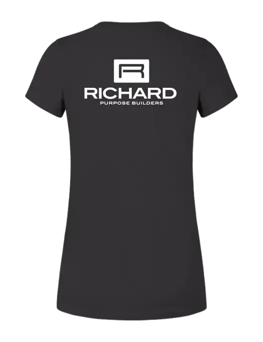 Womens Ring Spun Charcoal 4.5 oz T-Shirt w/Richard Group Logo, Richard Group Bison Logo