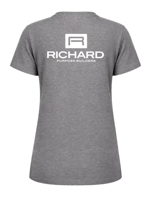 Womens Ring Spun Light Grey Heather 4.5 oz T-Shirt w/Richard Group Logo, Richard Group Bison Logo