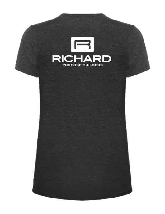 Womens Ring Spun Dark Heather Grey 4.5 oz T-Shirt w/Richard Group Logo, Richard Group Bison Logo