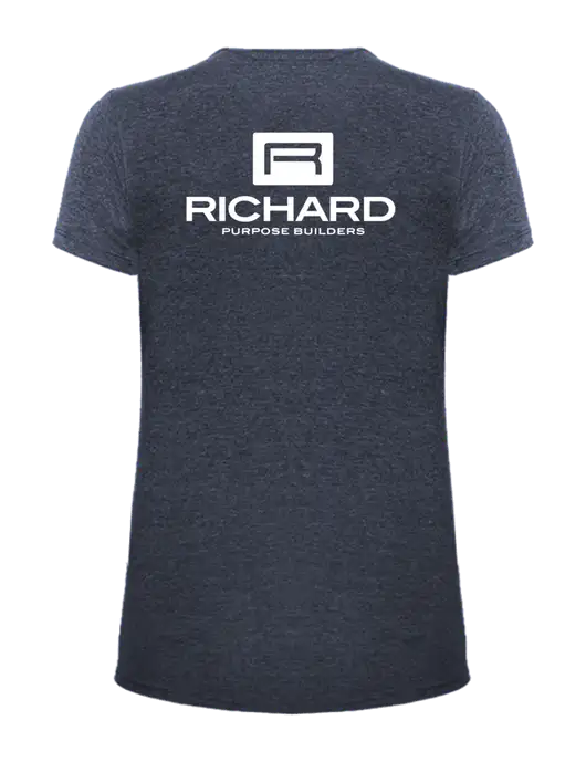 Womens Ring Spun Heather Navy 4.5 oz T-Shirt w/Richard Group Logo, Richard Group Bison Logo