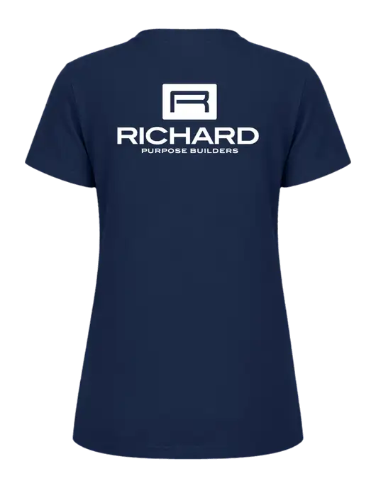 Womens Ring Spun Navy 4.5 oz T-Shirt w/Richard Group Logo, Richard Group Bison Logo