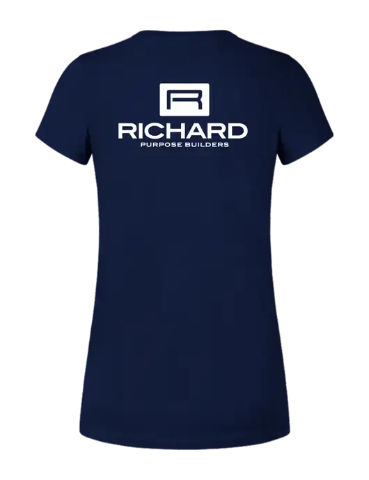 Womens Ring Spun Navy 4.5 oz T-Shirt w/Richard Group Logo, Richard Group Bison Logo