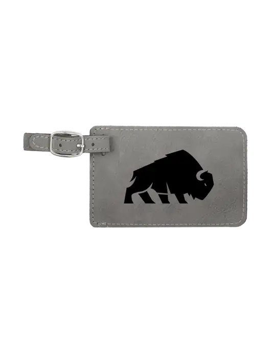 Grey Leatherette Luggage Tag w/Richard Group Bison Logo