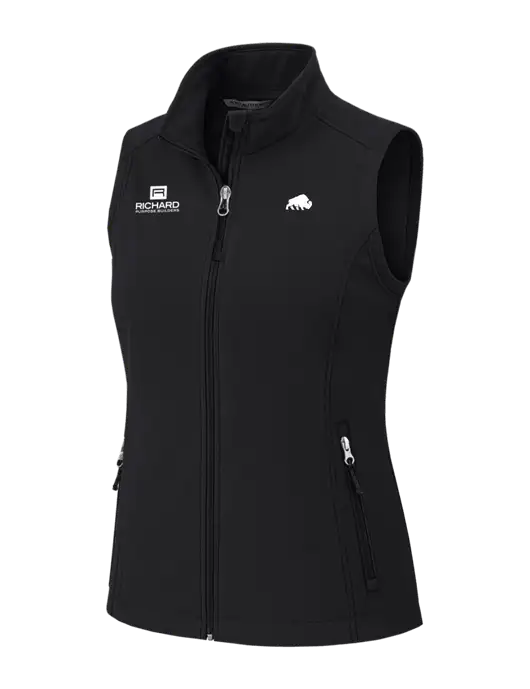 Black Womens Core Soft Shell Vest w/Richard Group Bison Logo, Richard Group Logo