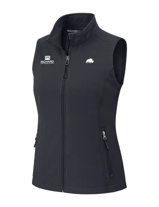 Charcoal Grey Womens Core Soft Shell Vest w/Richard Group Bison Logo, Richard Group Logo