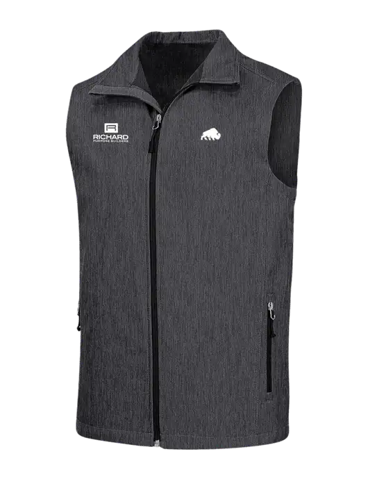 Charcoal Grey Heather Core Soft Shell Vest w/Richard Group Bison Logo, Richard Group Logo