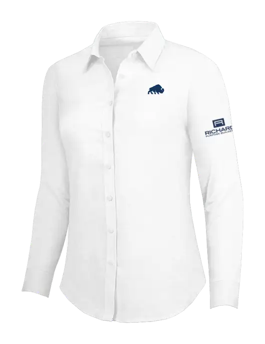 White Womens SuperPro Oxford Shirt w/Richard Group Bison Logo, Richard Group Logo
