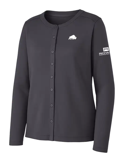 Grey Smoke Womens Concept Stretch Button-Front Cardigan Sweater w/Richard Group Bison Logo, Richard Group Logo