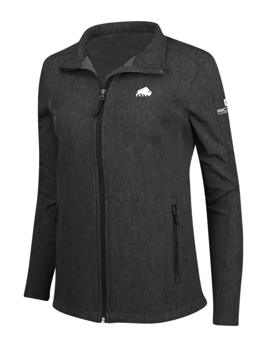 Black Charcoal Heather Womens Core Soft Shell Jacket w/Richard Group Bison Logo, Richard Group Logo