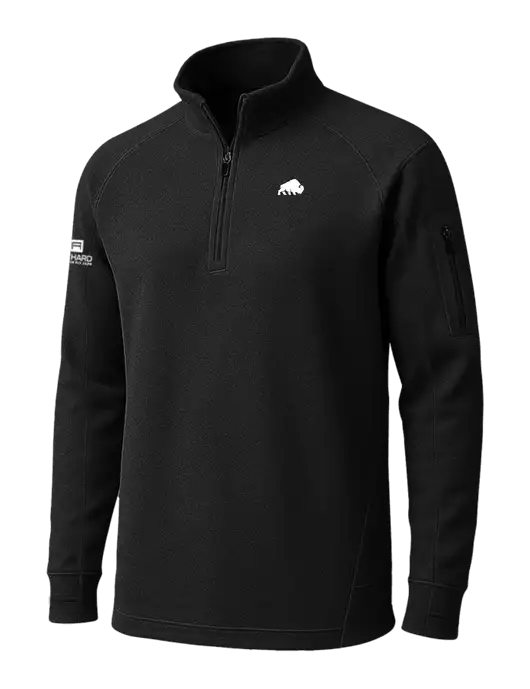 Black Tech Fleece 1/4 Zip Pullover w/Richard Group Bison Logo, Richard Group Logo