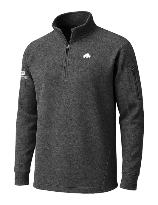 Graphite Heather Tech Fleece 1/4 Zip Pullover w/Richard Group Bison Logo, Richard Group Logo