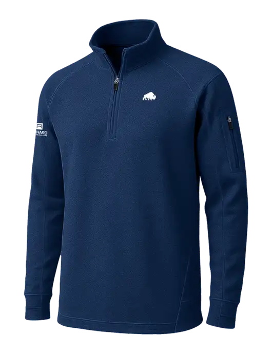 True Navy Tech Fleece 1/4 Zip Pullover w/Richard Group Bison Logo, Richard Group Logo