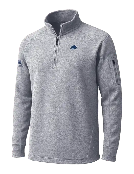 Grey Heather Tech Fleece 1/4 Zip Pullover w/Richard Group Bison Logo, Richard Group Logo