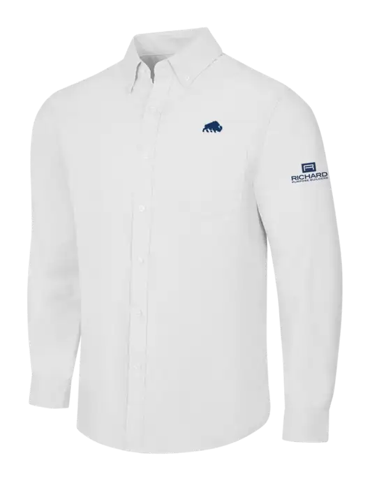 White SuperPro Oxford Shirt w/Richard Group Bison Logo, Richard Group Logo
