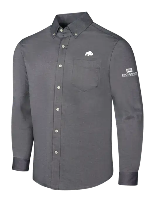 Dark Grey SuperPro Oxford Shirt w/Richard Group Bison Logo, Richard Group Logo