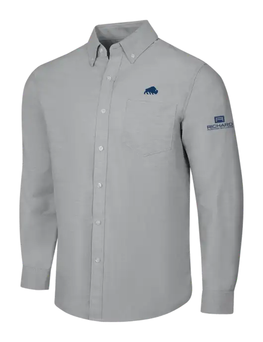 Light Grey SuperPro Oxford Shirt w/Richard Group Bison Logo, Richard Group Logo
