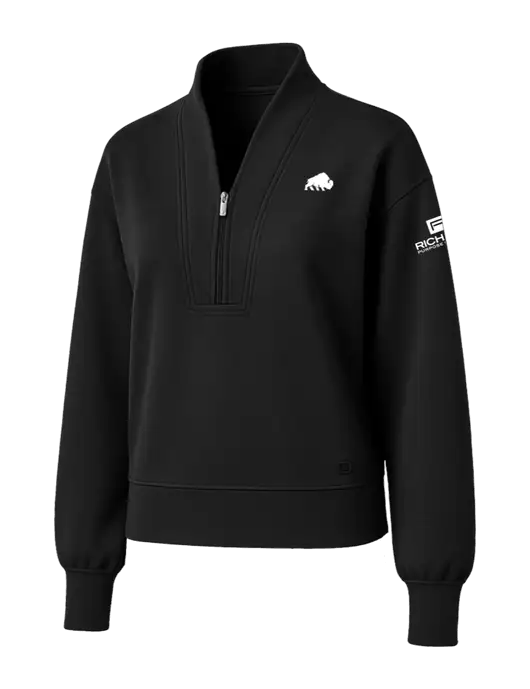 OGIO Womens Black Transcend 1/4-Zip w/Richard Group Bison Logo, Richard Group Logo