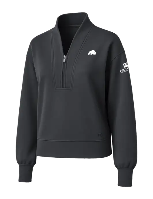 OGIO Womens Dark Grey Transcend 1/4-Zip w/Richard Group Bison Logo, Richard Group Logo