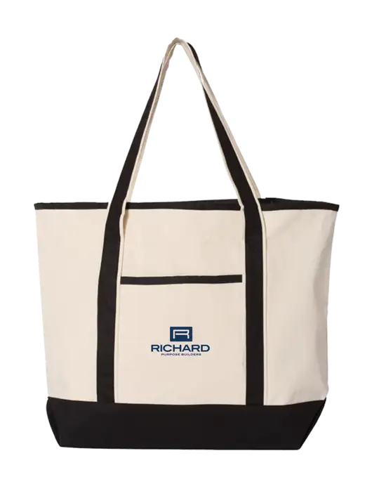 Natural/Black Large Canvas Deluxe Tote w/Richard Group Logo