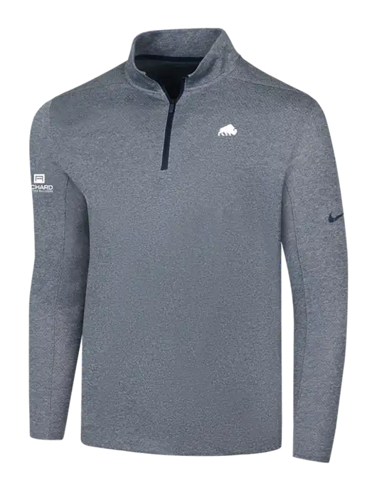 NIKE Navy Heather Dry 1/2 Zip Cover-Up w/Richard Group Bison Logo, Richard Group Logo