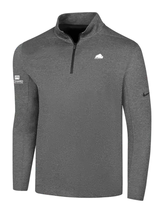 NIKE Dark Grey Heather Dry 1/2 Zip Cover-Up w/Richard Group Bison Logo, Richard Group Logo