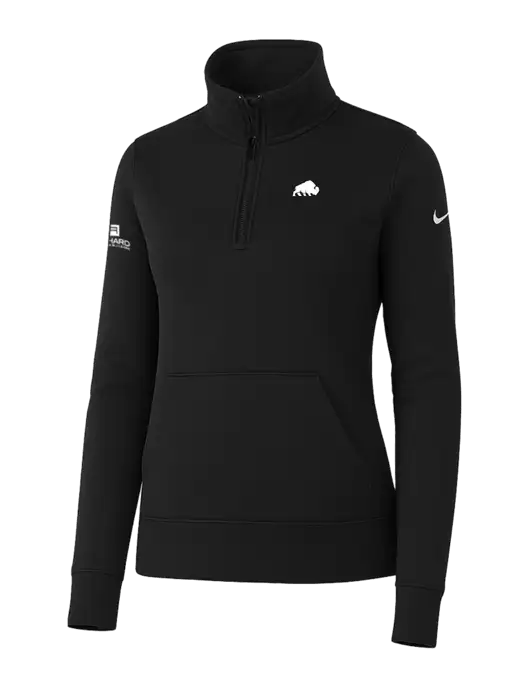 Nike Womens Black Club Fleece Sleeve Swoosh 1/2-Zip w/Richard Group Bison Logo, Richard Group Logo