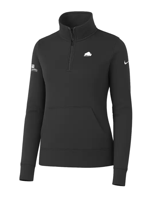 Nike Womens Dark Grey Club Fleece Sleeve Swoosh 1/2-Zip w/Richard Group Bison Logo, Richard Group Logo
