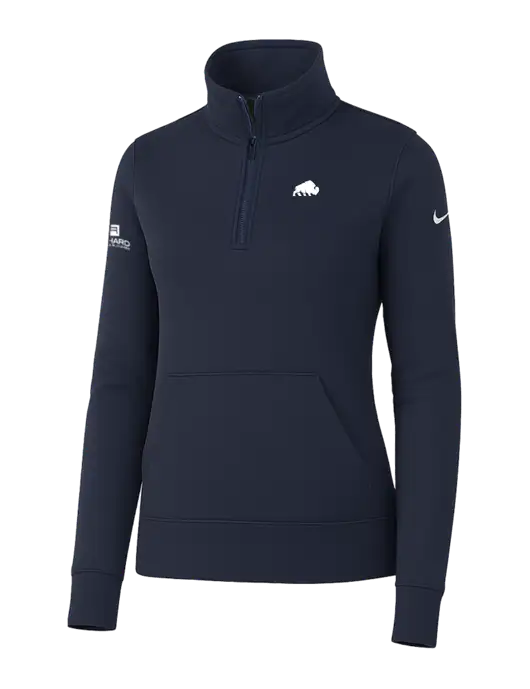Nike Womens Dark Navy Club Fleece Sleeve Swoosh 1/2-Zip w/Richard Group Bison Logo, Richard Group Logo