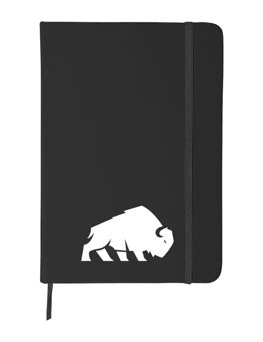 Black Comfort Touch Bound Journal 5" X 7" w/Richard Group Bison Logo