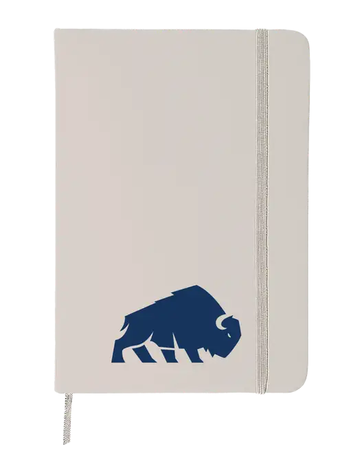 White Comfort Touch Bound Journal 5" X 7" w/Richard Group Bison Logo