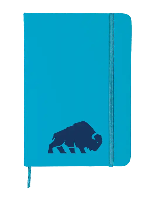 Light Blue Comfort Touch Bound Journal 5" X 7" w/Richard Group Bison Logo