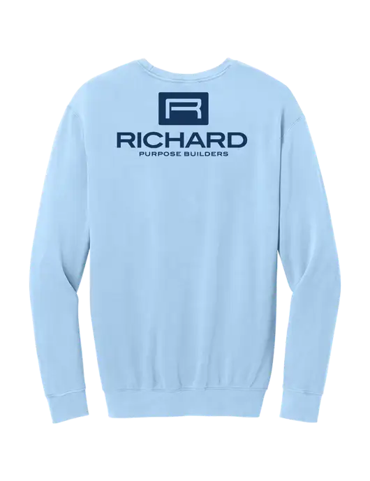 Comfort Colors Garment-Dyed Lightweight Light Blue Fleece Crewneck Sweatshirt w/Richard Group Logo, Richard Group Bison Logo