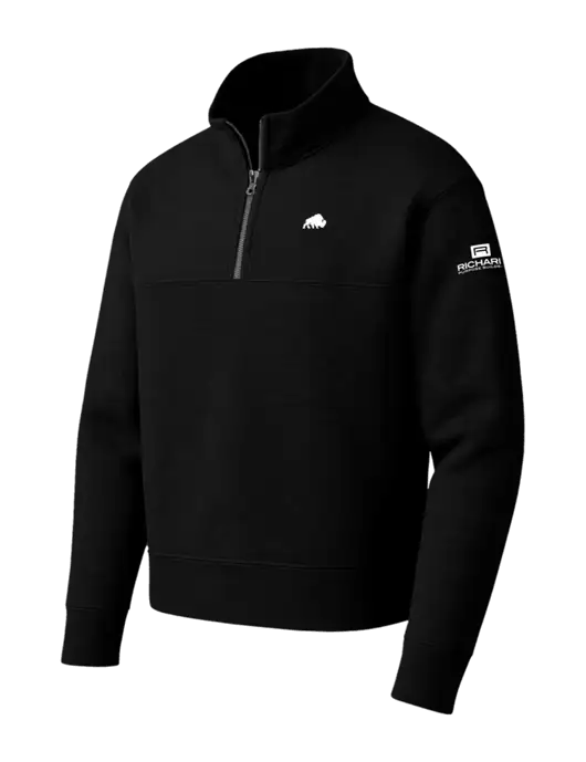 Mercer+Mettle Black Linear Texture Quarter Zip w/Richard Group Bison Logo, Richard Group Logo