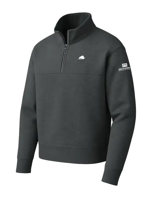 Mercer+Mettle Dark Grey Linear Texture Quarter Zip w/Richard Group Bison Logo, Richard Group Logo